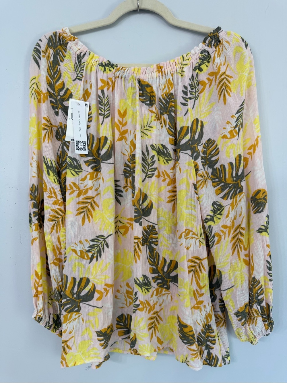New with Tag Sanctuary Women’s Medium Pink Yellow botanical Boho Peasant Blouse - Picture 4 of 7